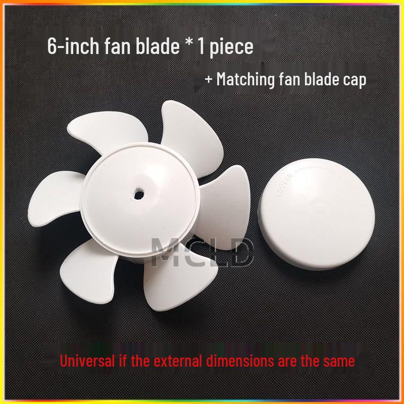 White Six-Blade Exhaust Fan Blades for Range Hood Ventilation, Available in 6/8/10/12 inches, D-Hole Design