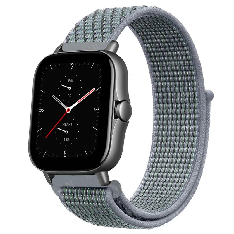 20mm/22mm Nylon Loop watch band For Amazfit GTS/4/2e/3/GTS2 Mini/GTR 4/3 pro/47mm/GTR2/2e/stratos Bracelet Amazfit bip-u strap