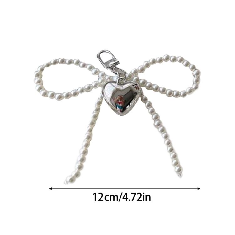 Fashionable Bead Bowknot Phone Charm Keychain Cellphone Chain Stylish Pendant Fashionable Bowknot Keychain Accessory