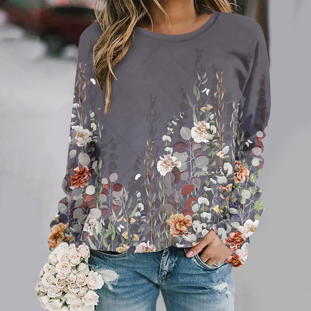 Flower round-neck sweatshirt 3D Print Women Y2k Streetwear Autumn Sweatshirts Oversized Pullovers Fashion Woman Clothing Tops