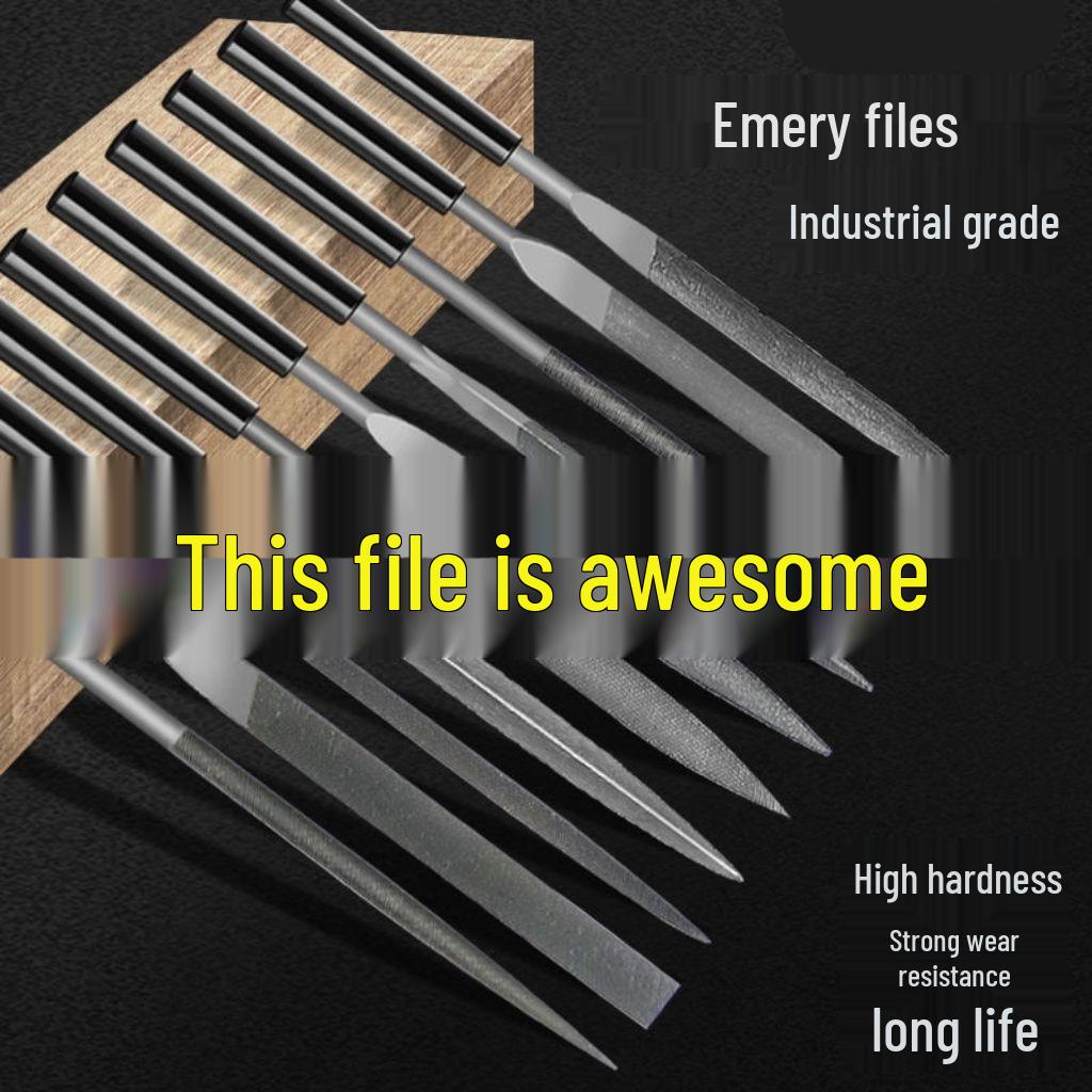 Diamond-Coated Assorted Woodworking and Metal Files Set: Flat, Half-Round, Triangular Shaping Tools