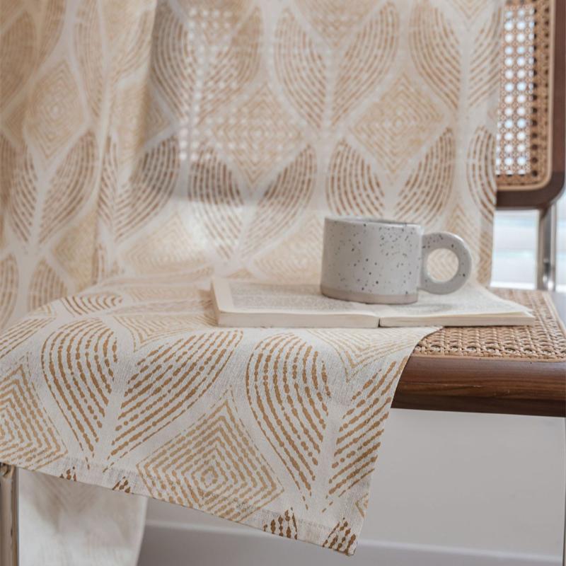 Abstract Pattern Kitchen Curtains - Light Filtering Geometric Valance for Bay Window | 4-Tone Ready-to-Hang Drapes with No-Sew Installation