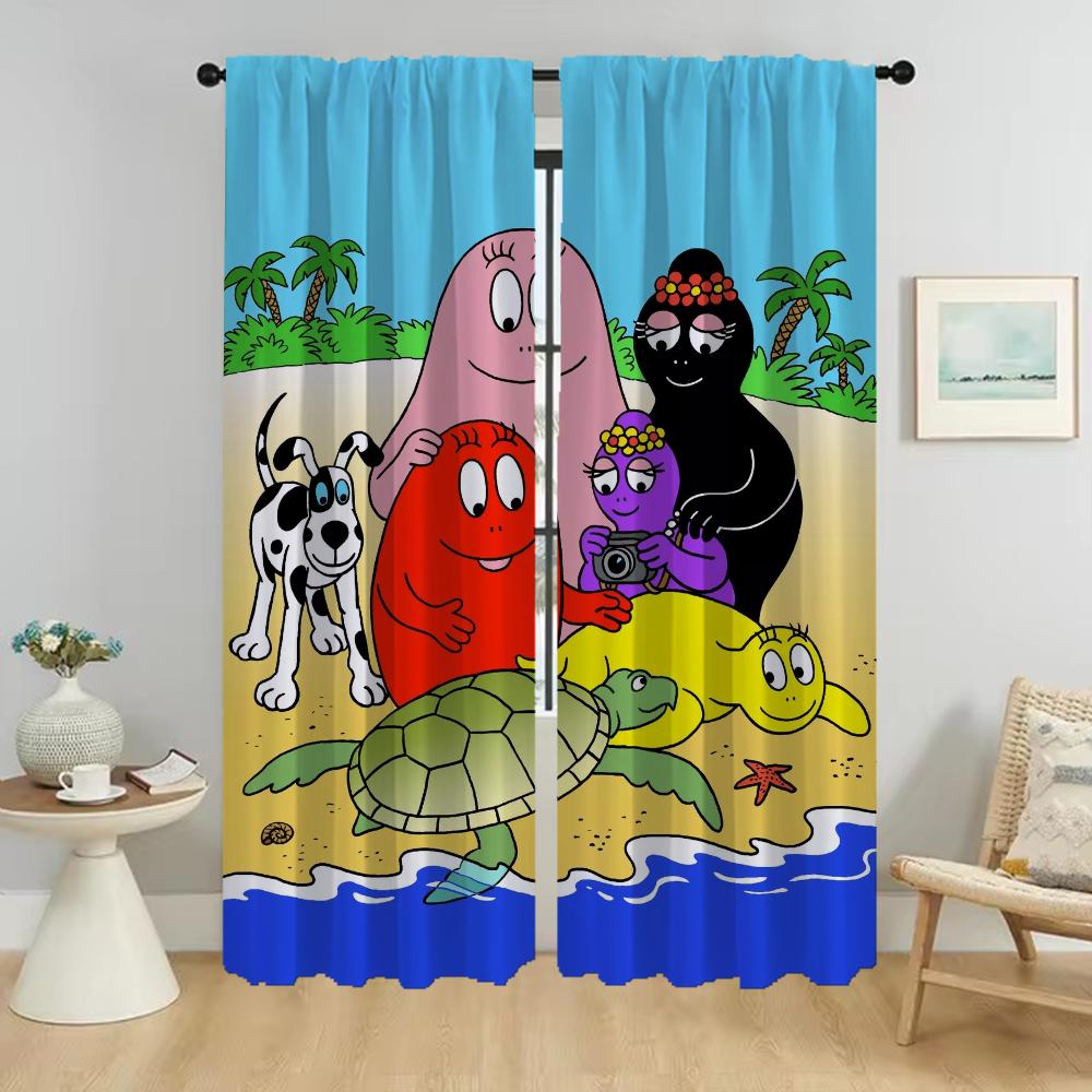 

Украшения на Хэллоуин Les Barbapapa Шторы для гостиной Шторы для домашнего интерьера Шторы из 2 частей Тюль для перегородки в спальне W50xH70cmx2pcs