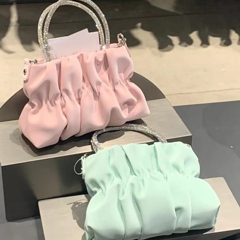 Macaron Small Fresh Portable Messenger Bag Female, Summer New Fashionable Versatile Pleated Cloud Chain Bag