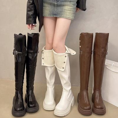 Thick-soled Maillard Over-the-knee Boots, New Season-tall Thin Two-wear Folded Long Knight Boots