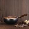 ZISIZ Non-stick Iron Stir-fry Pan with Wooden Lid