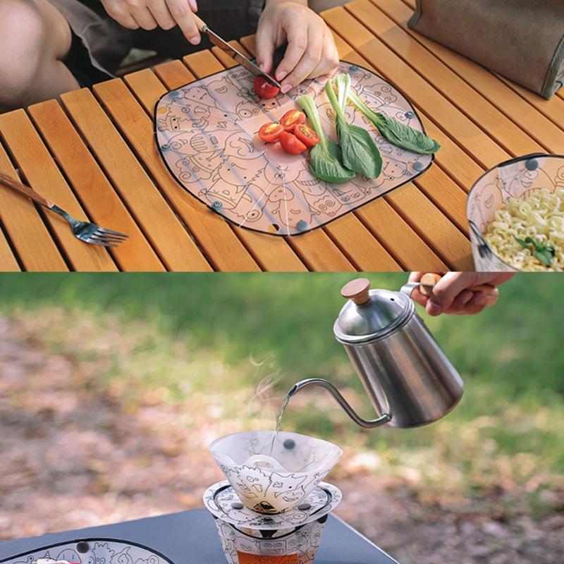 Outdoor Camping Tableware Folding Bowl Plate Cup Filter Chopping Board Portable Picnics Flatware for Outdoor Cooking