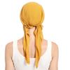 New Solid Color Curved Pleated Beanie with Drawstring - Pure Cotton Pull-On Hat Available.