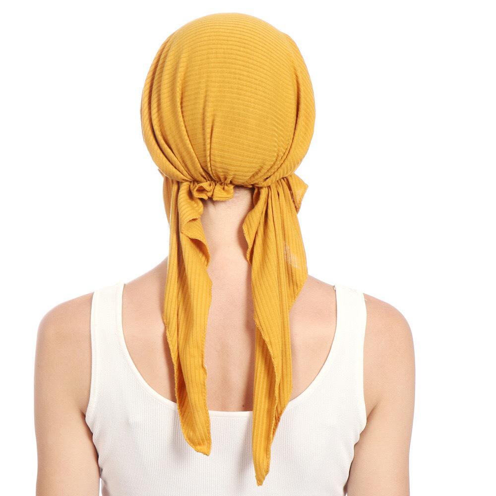 New Solid Color Curved Pleated Beanie with Drawstring - Pure Cotton Pull-On Hat Available.