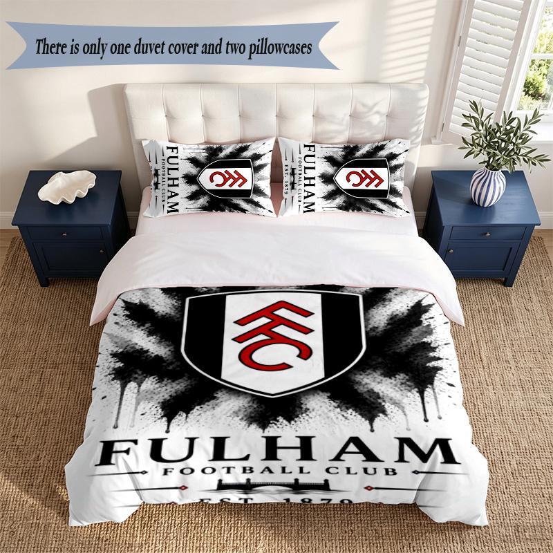 Fulham Fc (1) Duvet Cover Pillowcase 3 Piece Set Bedding Set 1 Duvet Cover with 2 Pillowcases for Bedroom Decor