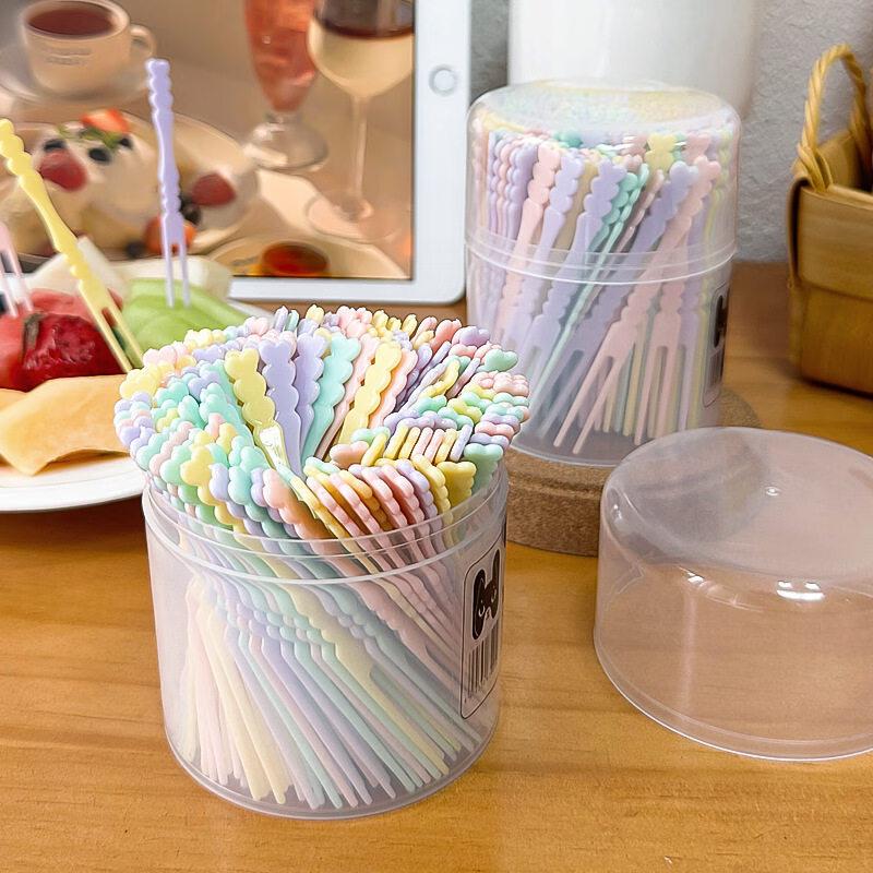 ZISIZ Disposable Food-Grade Plastic Fruit Forks