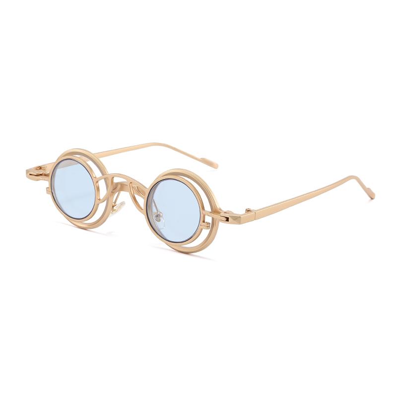 Retro Round Metal High-end Sunglasses for Men and Women Fashion Trendy Sunscreen Outdoor Sunshade UV Resistant Glasses