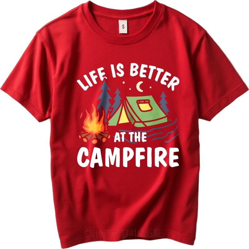 T Shirt Men Casual Round Neck Tee Brand Summer For Man tshirt Life Is Better At The Campfire Short Sleeve Soft Oneck Top Tees