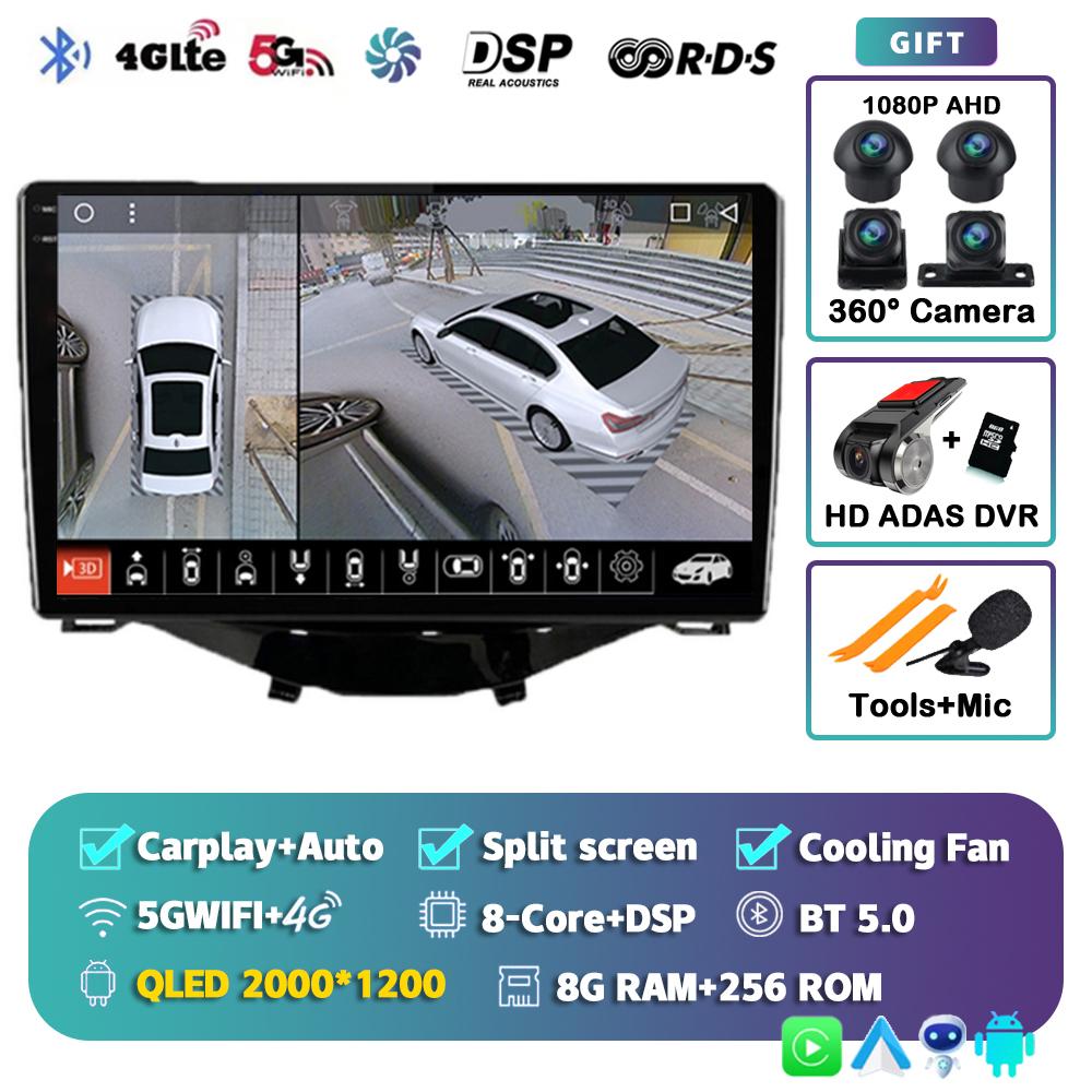 Android 14 Carplay Auto Car Radio For Toyota Aygo Peugeot 108 Citroen C1 2016-2020 Multimedia Video Player GPS Autoradio Stereo