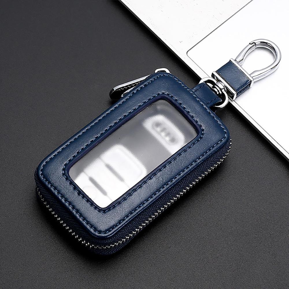 Universal Car Key Protector Bag Leather Key Cover Transparent Visible Keychain Case for Car Remote Mini Keys Bags