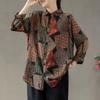 Non-real shot, retro printed shirt women's cotton and linen literary loose casual long-sleeved top 1116 spring and summer new models