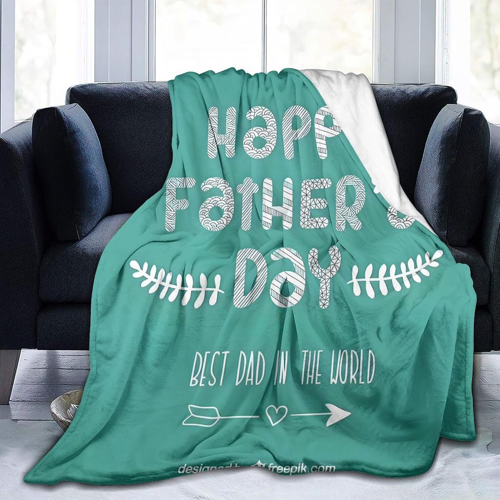 Velvet Father's Day Blanket-Soft Graphic Throw for Dad, All-Season Gift for Sofa/Bed/Travel Cozy Office Nap & Home Decor Blanket