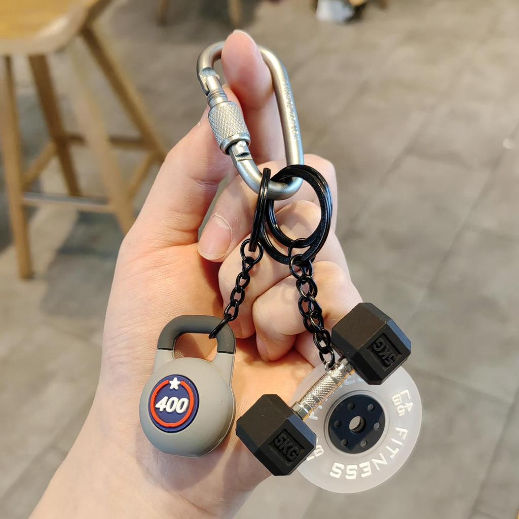 Unisex Fitness Dumbbell & Kettlebell Keychain - Sports Pendant and Bag Charm Gift