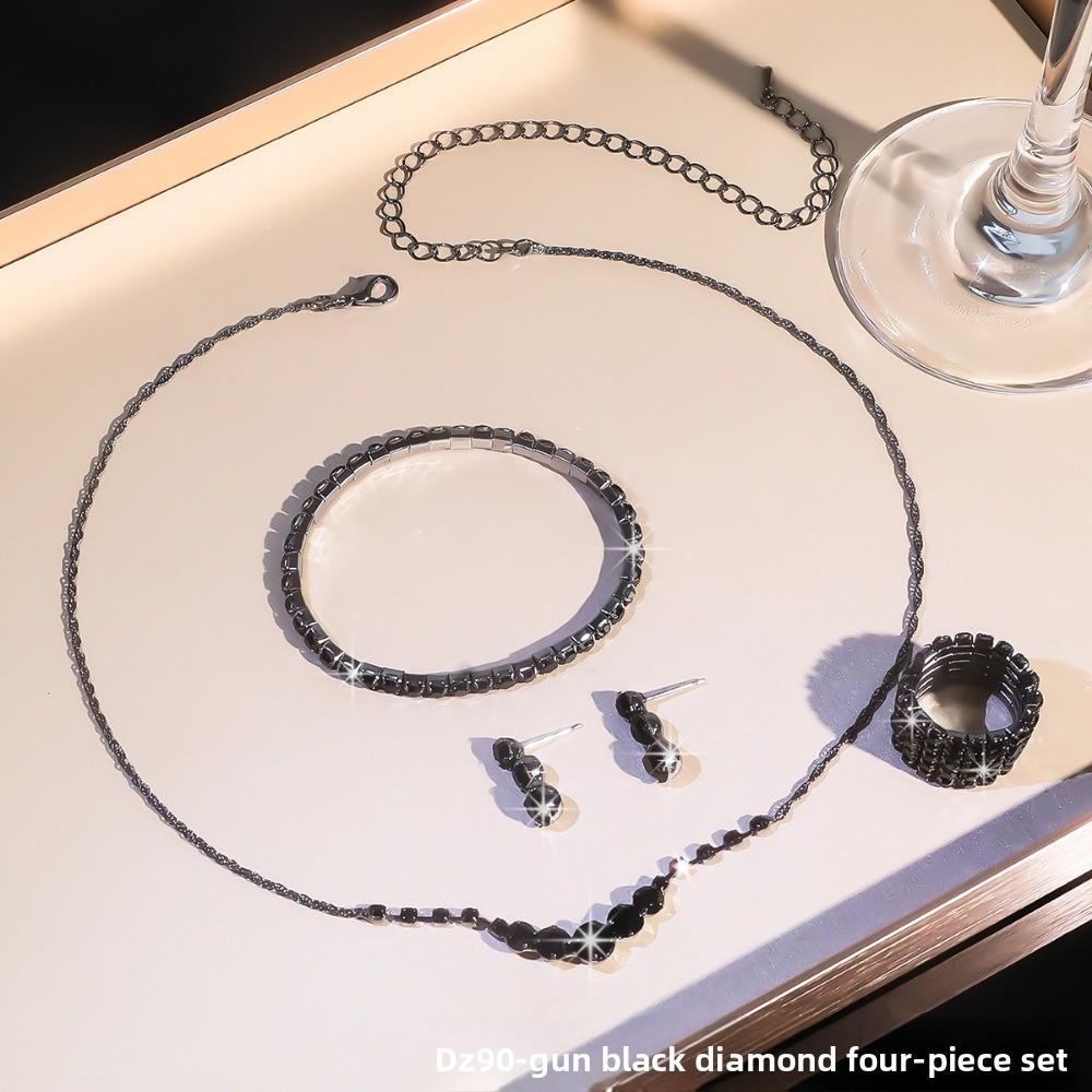 

Популярный в Европе и Америке, Ожерелье из страз с полным бриллиантом, Серьги, Плетеный браслет, Кольцо со стразами Набор из четырех предметов