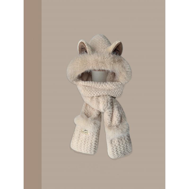 

Плюшевая шапка женская зимняя новая милая плюшевая теплая плюшевая шапка шарф перчатки интегрированная шапка