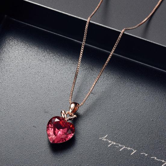 Herzförmiges Strass-Anhänger-Halsketten-Ohrstecker-Ohrring-Frauen-Schmuckset