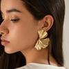 Salircon Gotische Dicke Metall Halb Ginkgoblatt Ohrstecker Mode Unregelmäßige Geometrie Ohrringe Damen Eleganter Ohrschmuck
