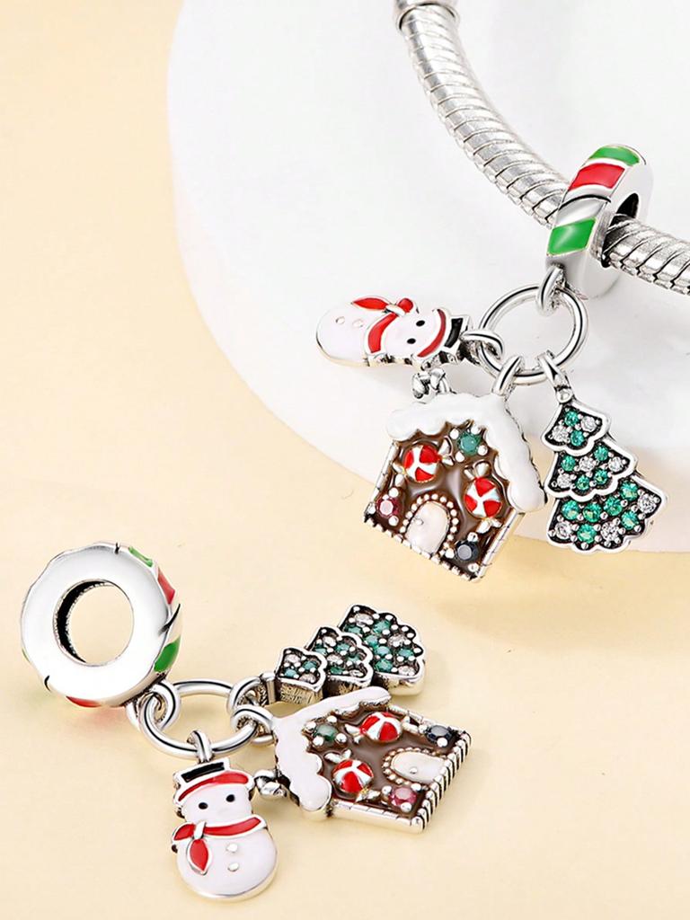 Charms Plata Copper Colors Christmas Gift Snowman Beads Charm Pendant For Original Bracelet For Women Diy Jewelry Love Gift