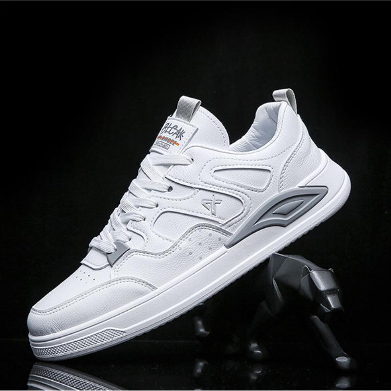 Новая повседневная обувь из кожи из микрофибры, дышащие нескользящие универсальные корейские студенческие модные кроссовки 39 белый