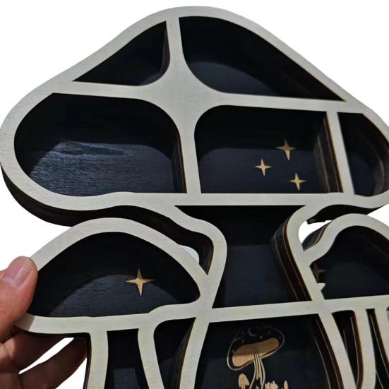 Yousheng Holz-Ausstellungsregal, Wandmontage, Pilz-Regal, rustikales schwebendes Pilz-Regal zur Präsentation von Kristall-Edelstein-Steinkerzen