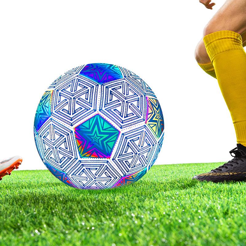 Ballon de Football Réfléchissant Lumineux Night Glow - Cuir PU Véritable Cousu à la Machine, Parfait pour l'Entraînement et les Matchs de la Coupe du Monde, Idéal pour les Enfants.