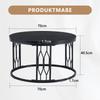 Mesa de Centro Redonda con Tapa Efecto Madera y Marco Metálico, Mesa Moderna para Sala de Estar con Marco Geométrico de Hierro, Mesa Auxiliar Redonda Resistente, aprox. 70x40.5 cm
