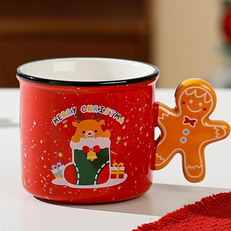 

Счастливого Рождества Милая мультяшная кружка Креативная рождественская пряничная керамическая чашка Домашняя пара Чашка для воды 301-400ml