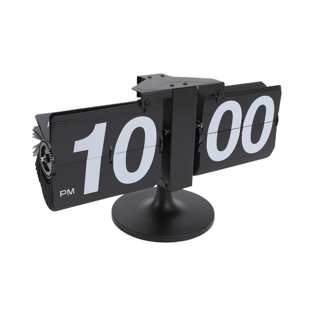 Desk Clock Mechanical Battery Powered 12 Hours Quiet Automatic Page Turning Clock with Extended Rod for Living Room