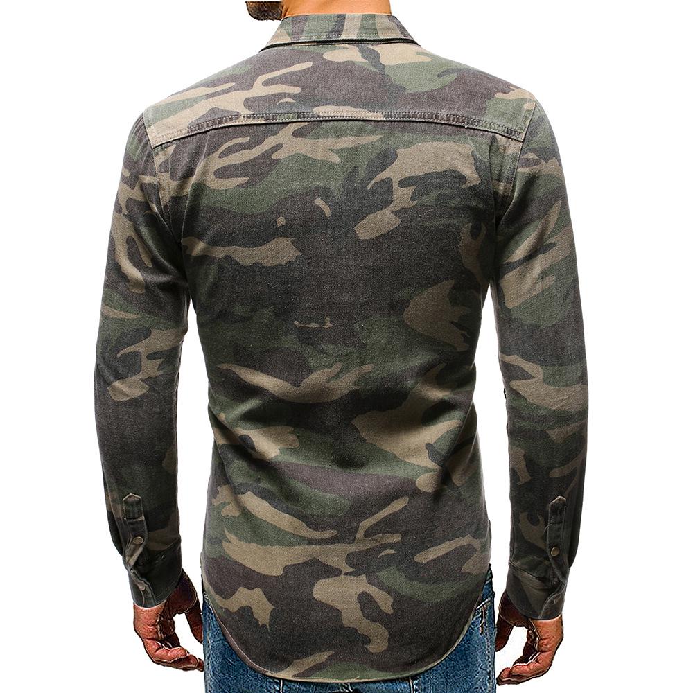 New Men's Long Sleeved Camouflage Denim Outdoor Mountaineering Work Top