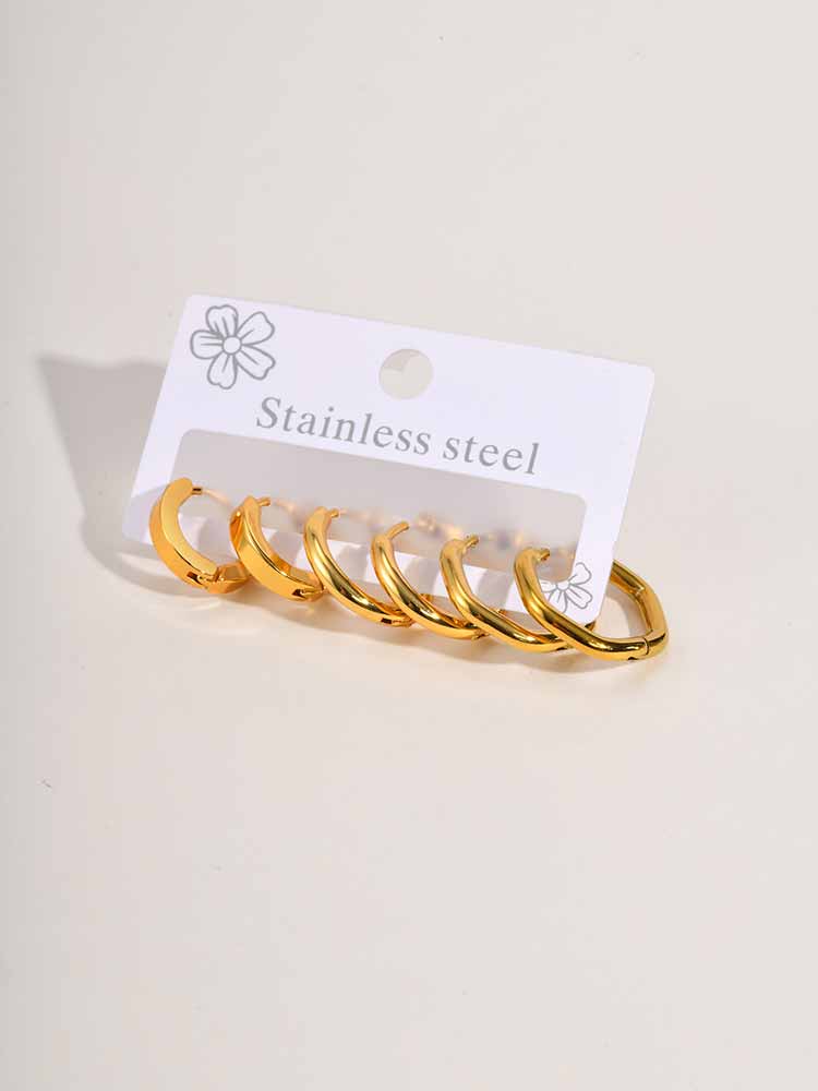 Set Hoops, Stainless Steel Hoop Earrings for Women, Geometric Round Square Huggies Hoops Earrings Cartilage Punk Jewelry