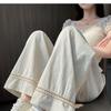 Women's High-Waisted Lace Wide-Leg Pants - Summer 2026, Versatile and Lightweight, Nine-Tenth Length