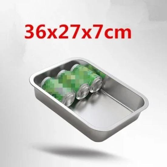 304 Stainless Steel Flat Bottom Rectangle Square Basin with Covered Dish Buffet Plate Food Basin Grilled Plate Bbq Storage Tray