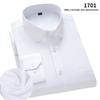 Men's Striped Long Sleeve Shirt, Cotton Blend Square Collar Business Shirt, Lightweight Pocket Top