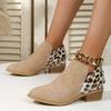 Fashion New Fashion Patchwork Leopard Ankle Boots Women Back Zipper Low Heels Short Boots Woman Autumn Pointed Toe Booties Plus Size