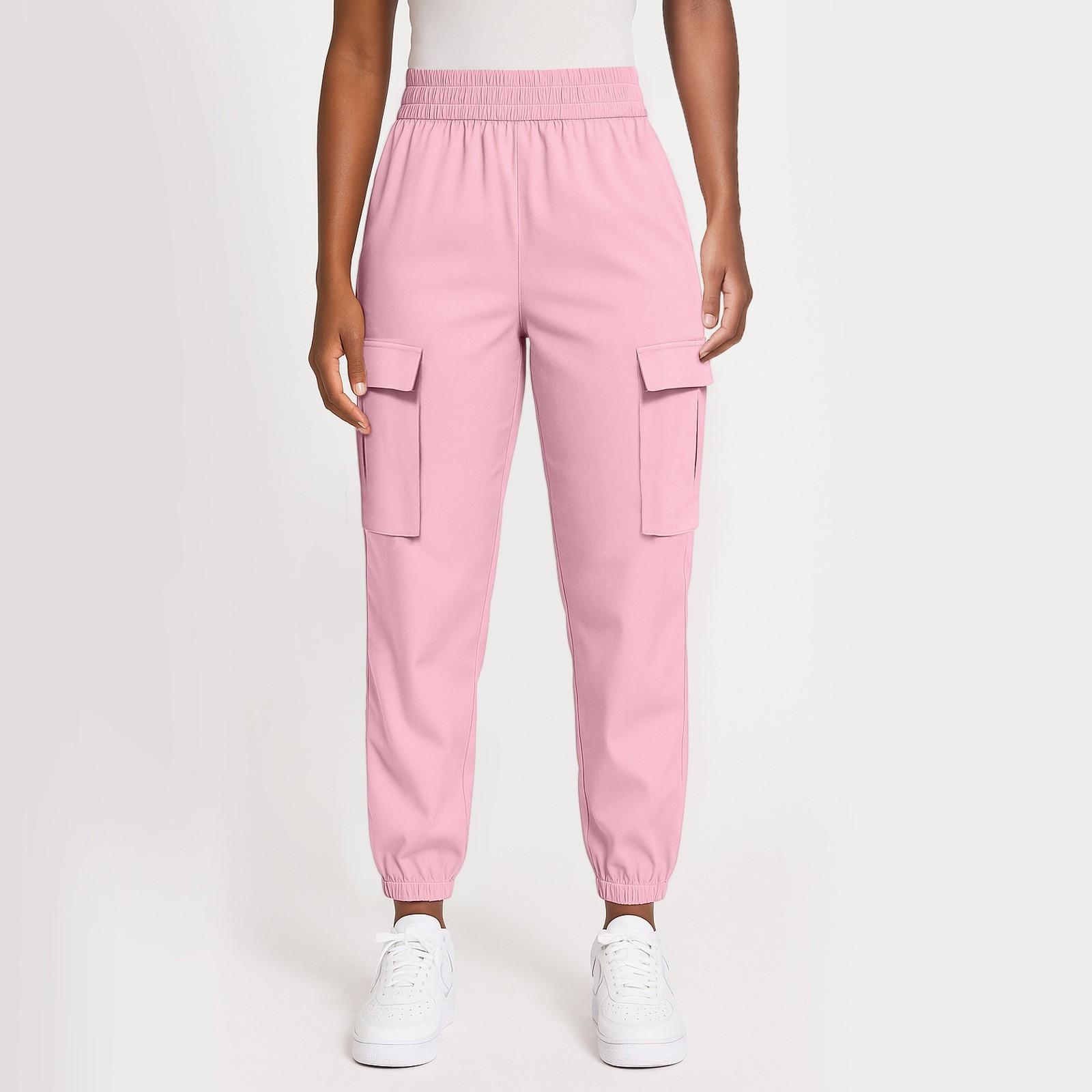 

Женские однотонные спортивные штаны, свободные повседневные леггинсы XL розовый