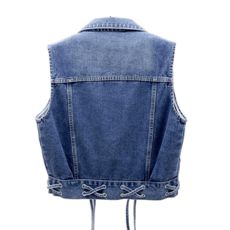 Women's Spring Summer Denim Vest Ladies Korean Version Design Cowboy Vest