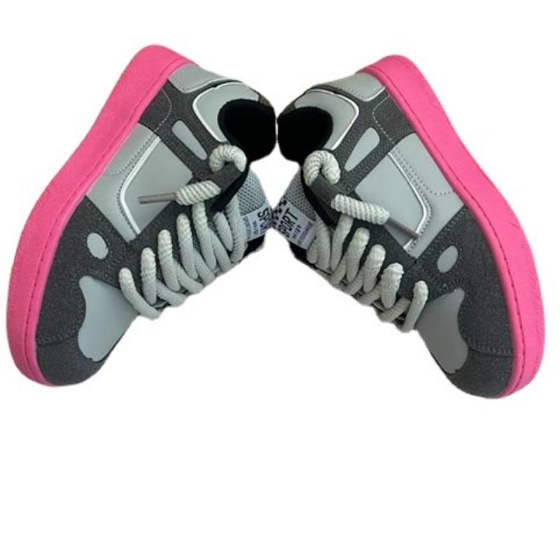 Dragon Fruit Student Warm Cotton Shoes Contrasting Color Foundation Bread Sports Shoes Men's Platform Skateboard Shoes Autumn and Winter