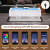 100*50*35cm Coffee Table, High Gloss Sofa Table, Living Room Table with Drawers, Coffee Table with LED Light, Glass Top, White