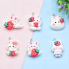 Colorful Resin Strawberry Rabbit Charm Earring & Keychain Accessory - DIY Jewelry