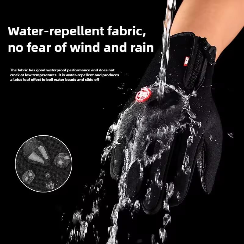Men Women Cycling Winter Warm Sport Gloves Touchscreen Outdoor Fishing Splash-proof Skiing Snowboard Nonslip Zipper Gloves