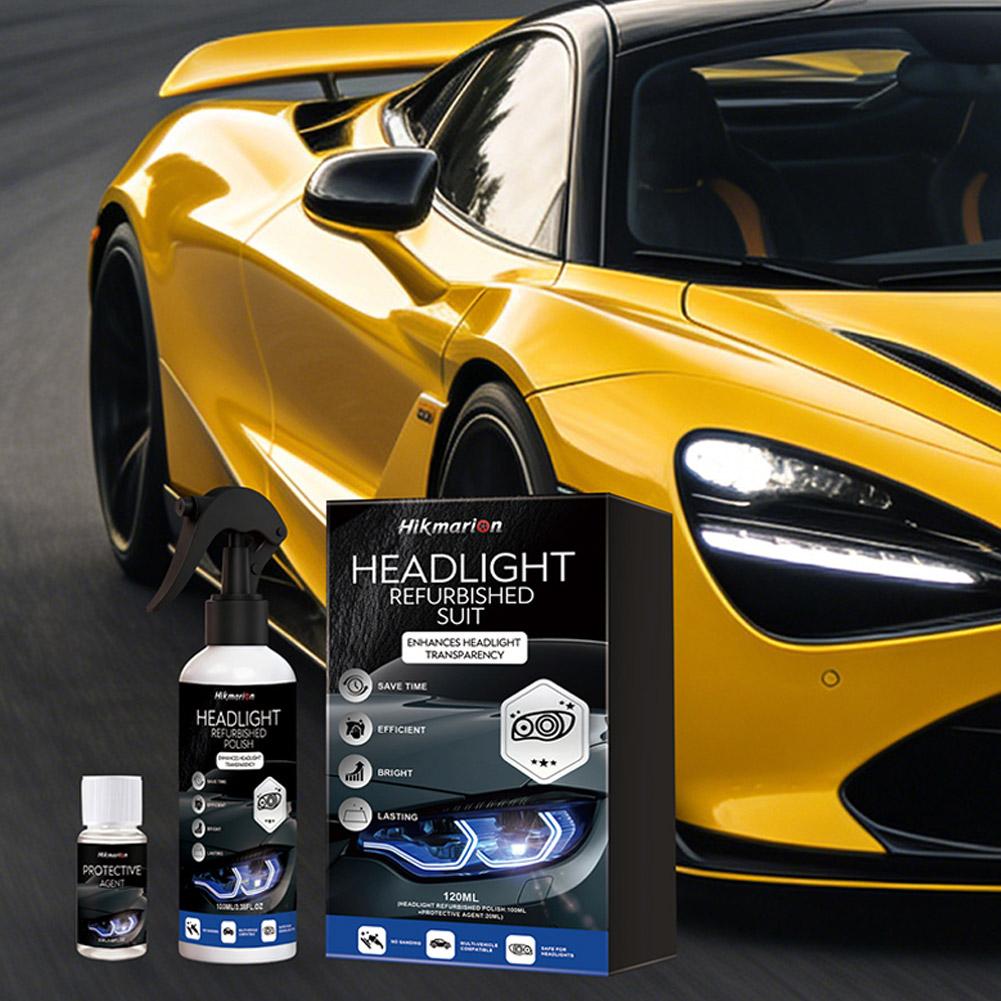 Car Headlight Restoration Kit No Sanding Car Headlight Cleaner for Foggy Yellow Lenses UV Protection Polish Repair Liquid