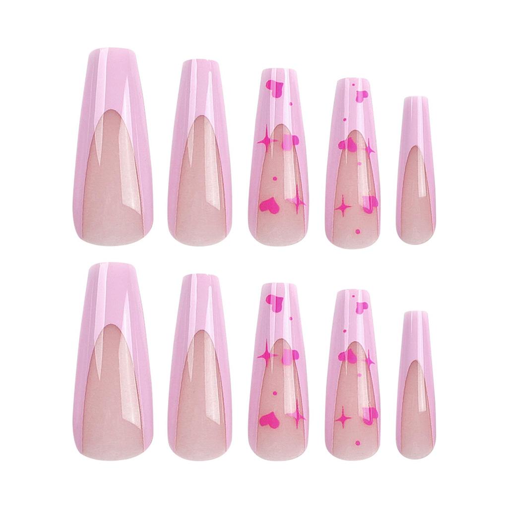 Valentine's Day Pink Starry Love Wearable Nail Tips & Stickers