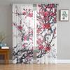 Plum Blossom Bird Chinese Style Tulle Translucent Drapes for Living Room Decoration Window Opening Drape for Bedroom Voile Organza Drapes