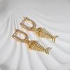 1 Pair Unique Fish Bones Dangle Earrings for Women Fashion Zirconia Earring Jewelry Wedding Party Accessories