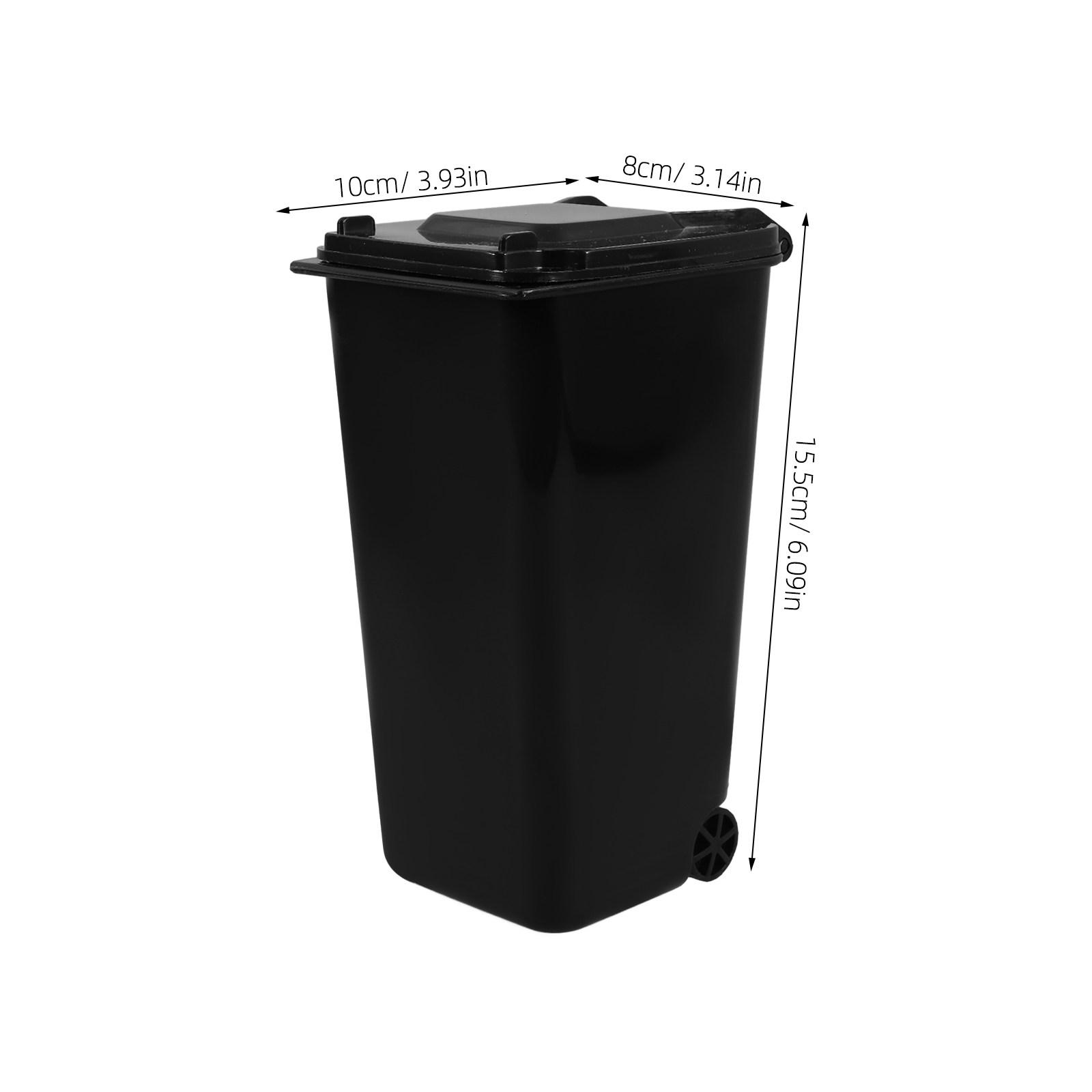 Mini Desktop Trash Can with Lid Fine Workmanship Small Desk Organizer for Home Office Kitchen Study Creative Design Pen Holder чёрный